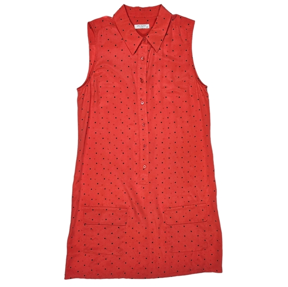 Equipment Femme Lucida Hibiscus Red 100% Silk Shirt Dress Size Medium Star Print - Picture 8 of 16